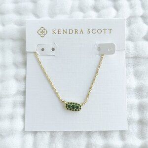 Kendra Scott Grayson Crystal Pendant Necklace in Gold Green